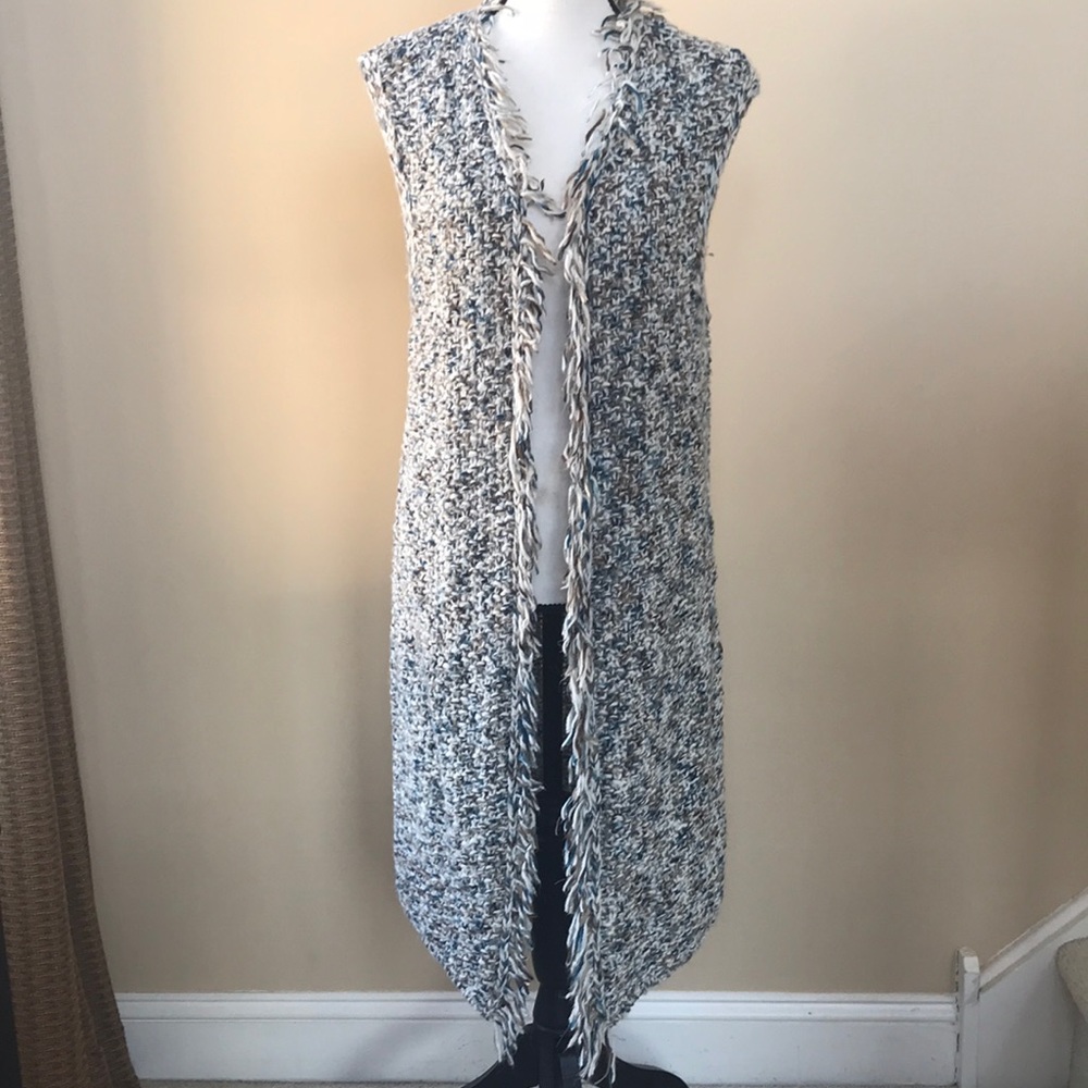 Chico's Long Knit Sweater Vest with Fringe